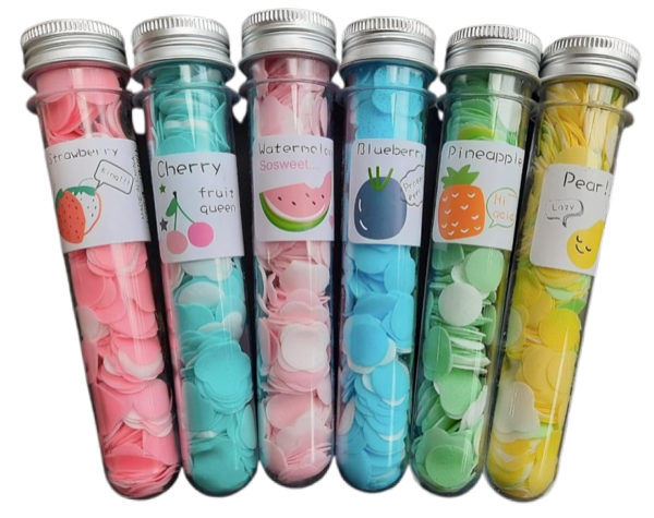 Ziloqa Paper Handwash in test tube bottle 6 Flavours (Cherry, Pineapple, Pear, Blueberry, Strawberry, Watermelon)